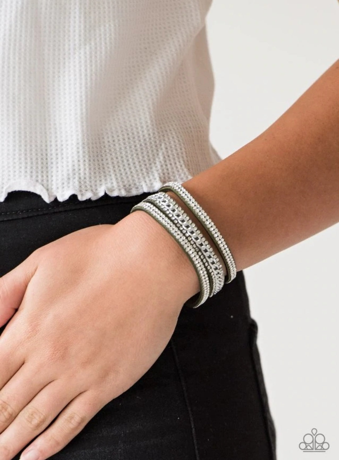 Rollin In Rhinestones Green Urban Bracelet