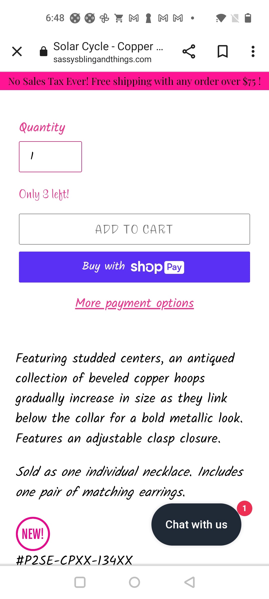 Solar Cycle Copper Necklace