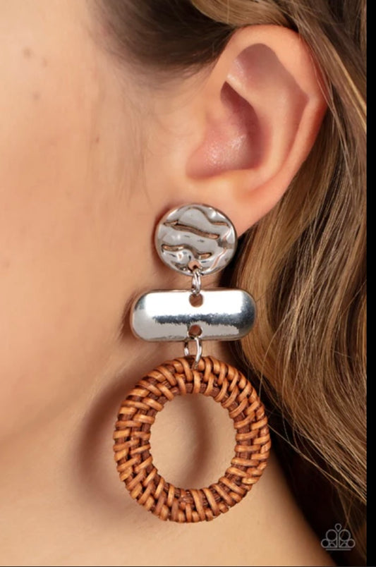 Woven Whimsicality Brown Earrings