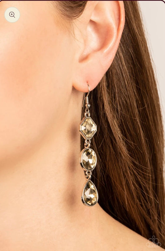 Reflective Rhinestones Brown Earrings