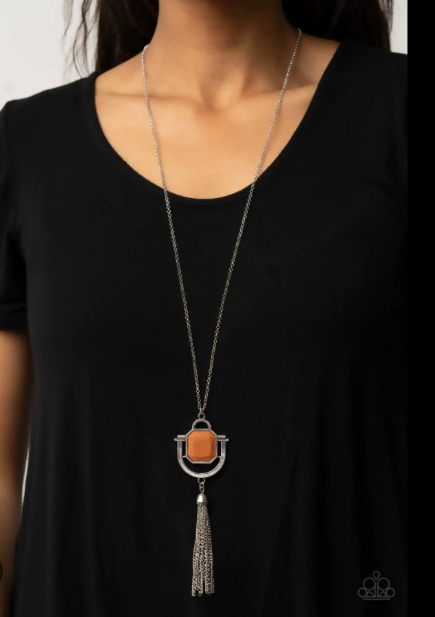 Funky Fringe Brown Necklace