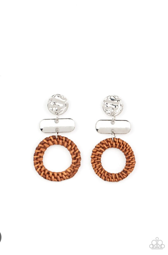 Woven Whimsicality Brown Earrings