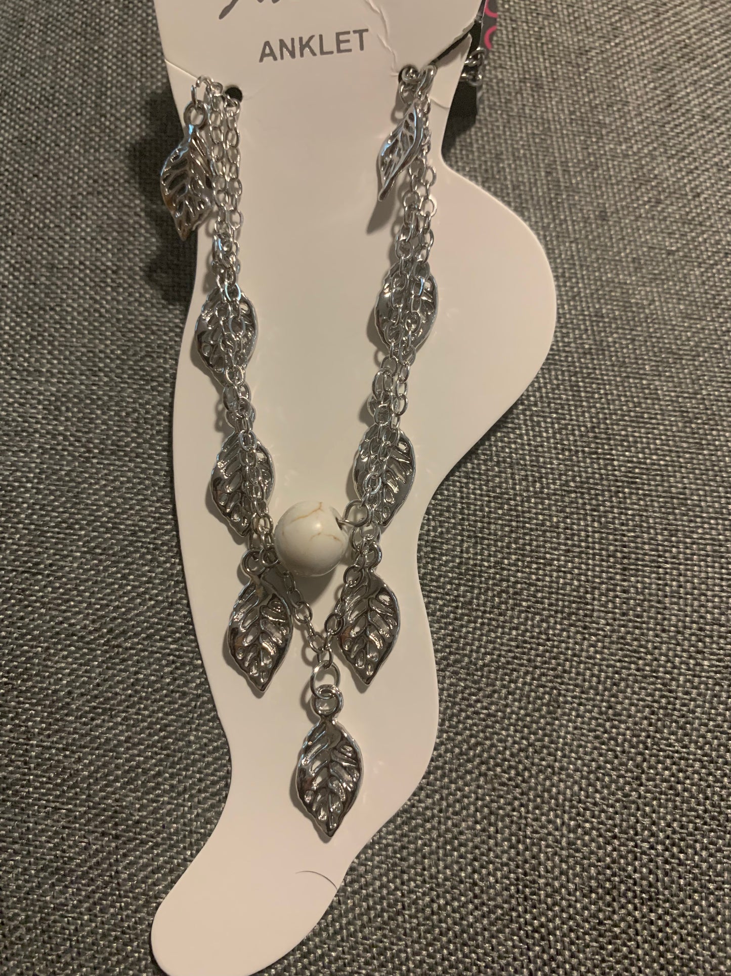 Silver leaf anklet