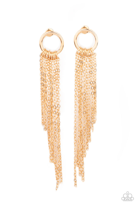 Divinely Dipping Gold Earrings