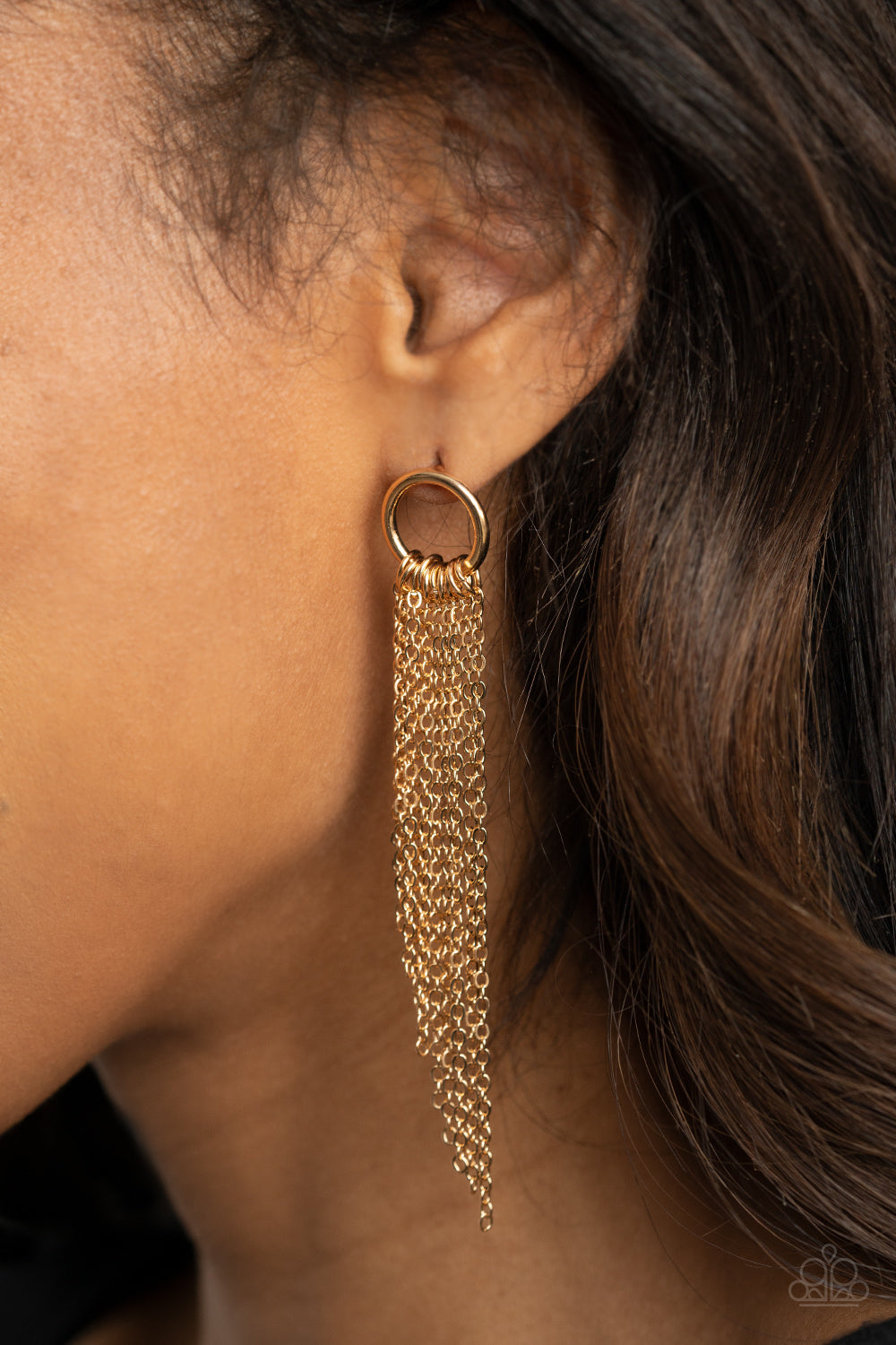 Divinely Dipping Gold Earrings