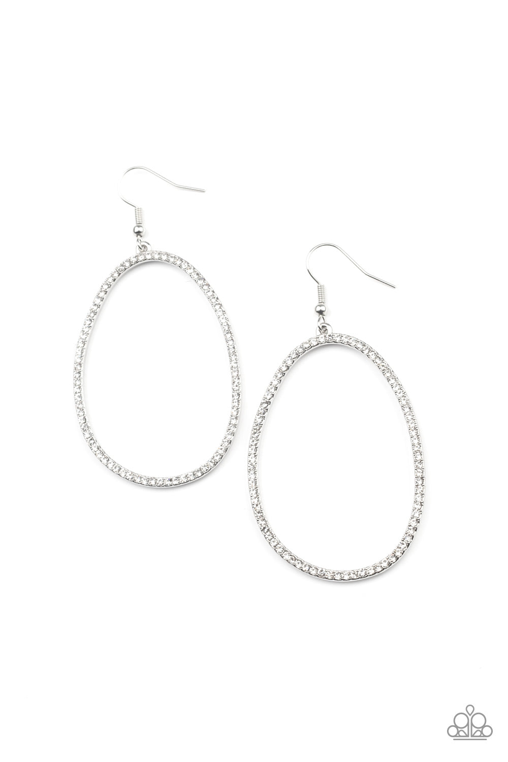 Oval- Ruled! White Earrings