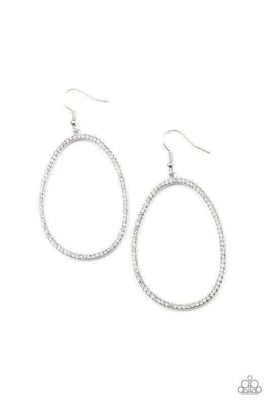 Oval- Ruled! White Earrings