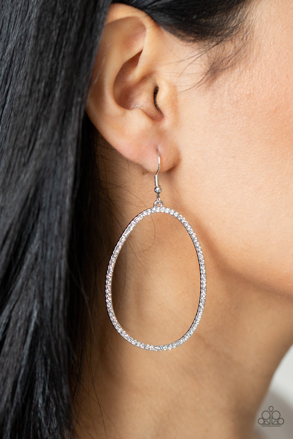 Oval- Ruled! White Earrings