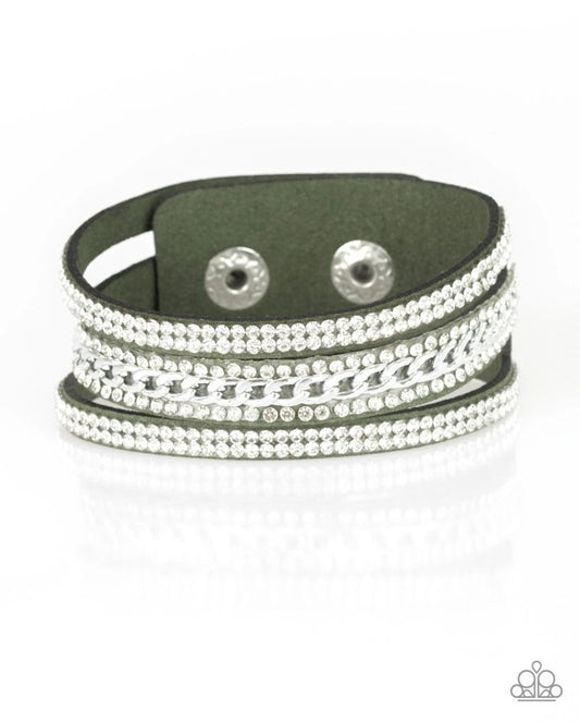 Rollin In Rhinestones Green Urban Bracelet