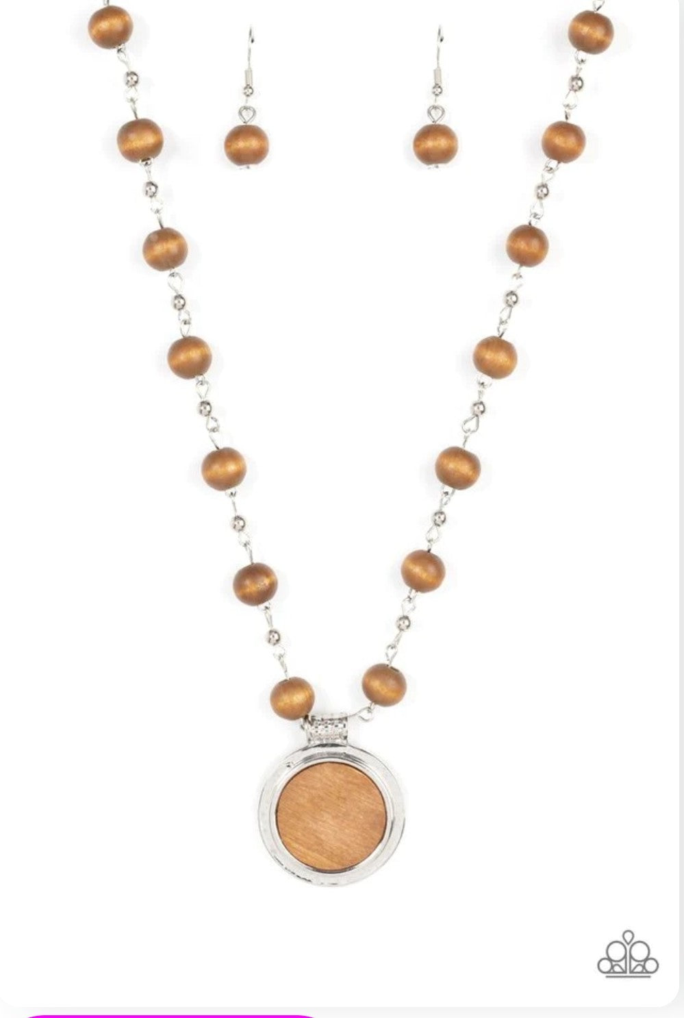 Brown Beads Disk Necklace