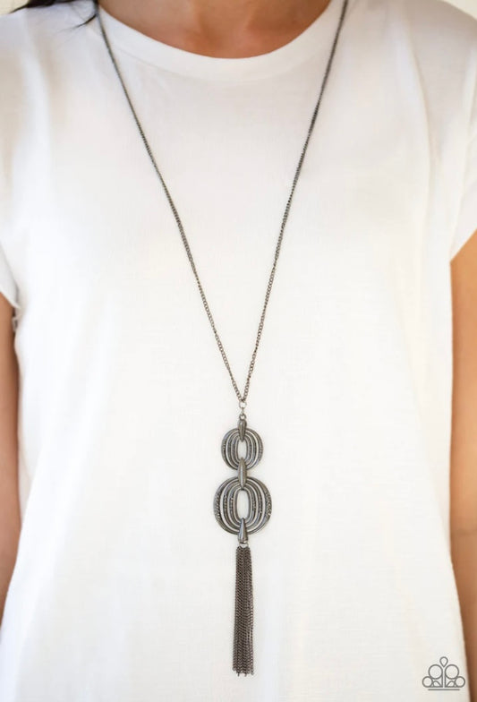 Timelessly Tasseled Black Necklace