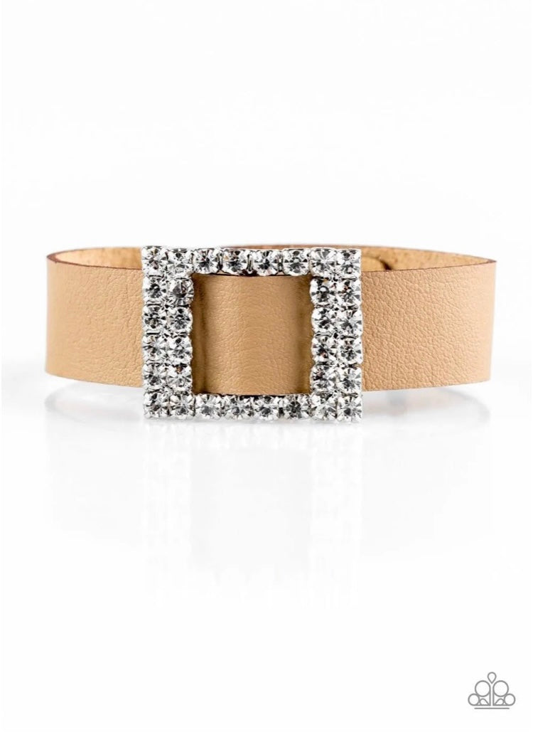 Diamond Diva Brown Leather Bracelet