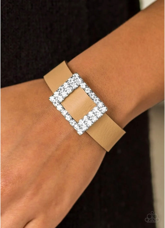 Diamond Diva Brown Leather Bracelet