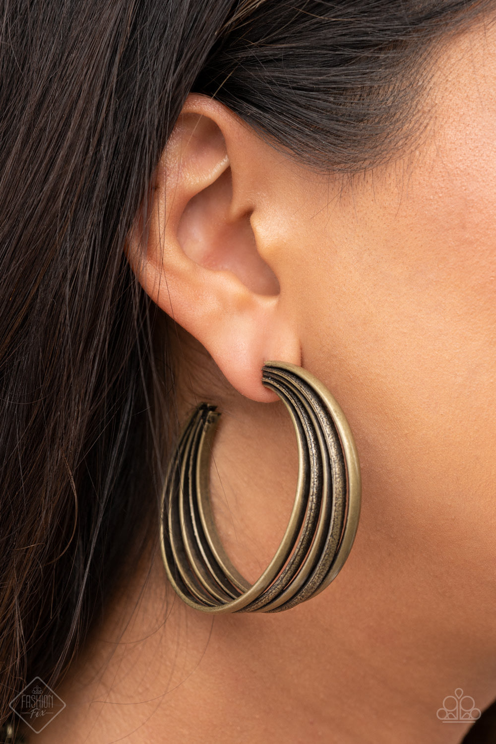 In Sync Links Brass Earrings